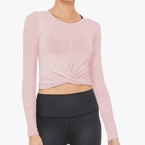 Twist front pink crop top small
